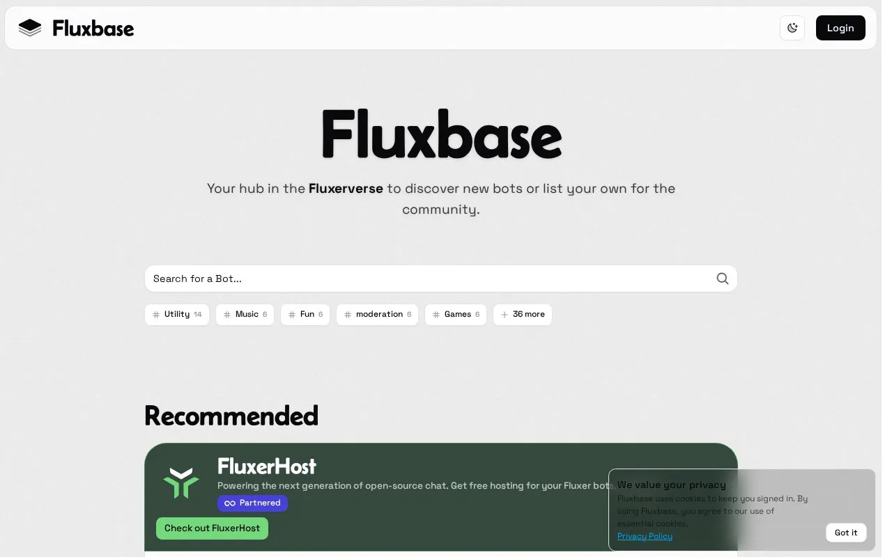 Bots homepage screenshot