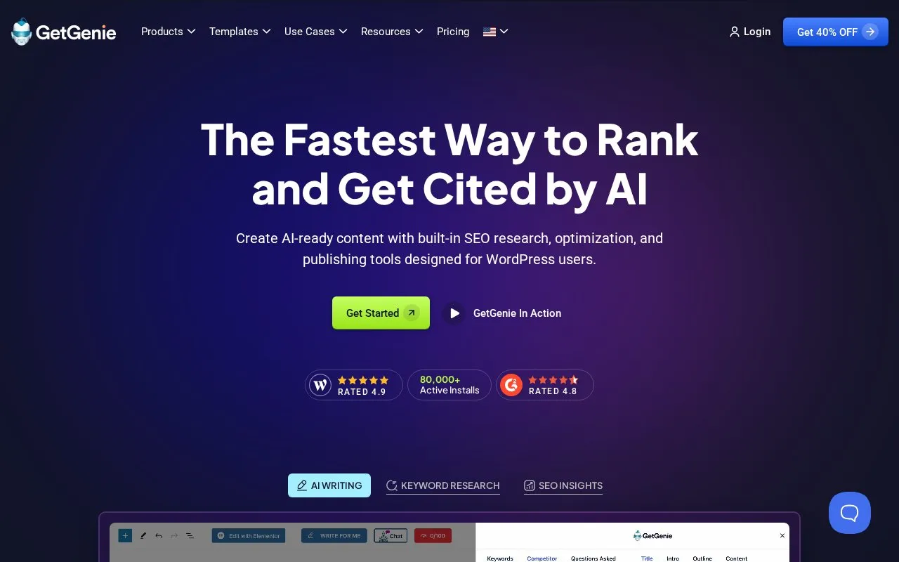 GetGenie homepage screenshot