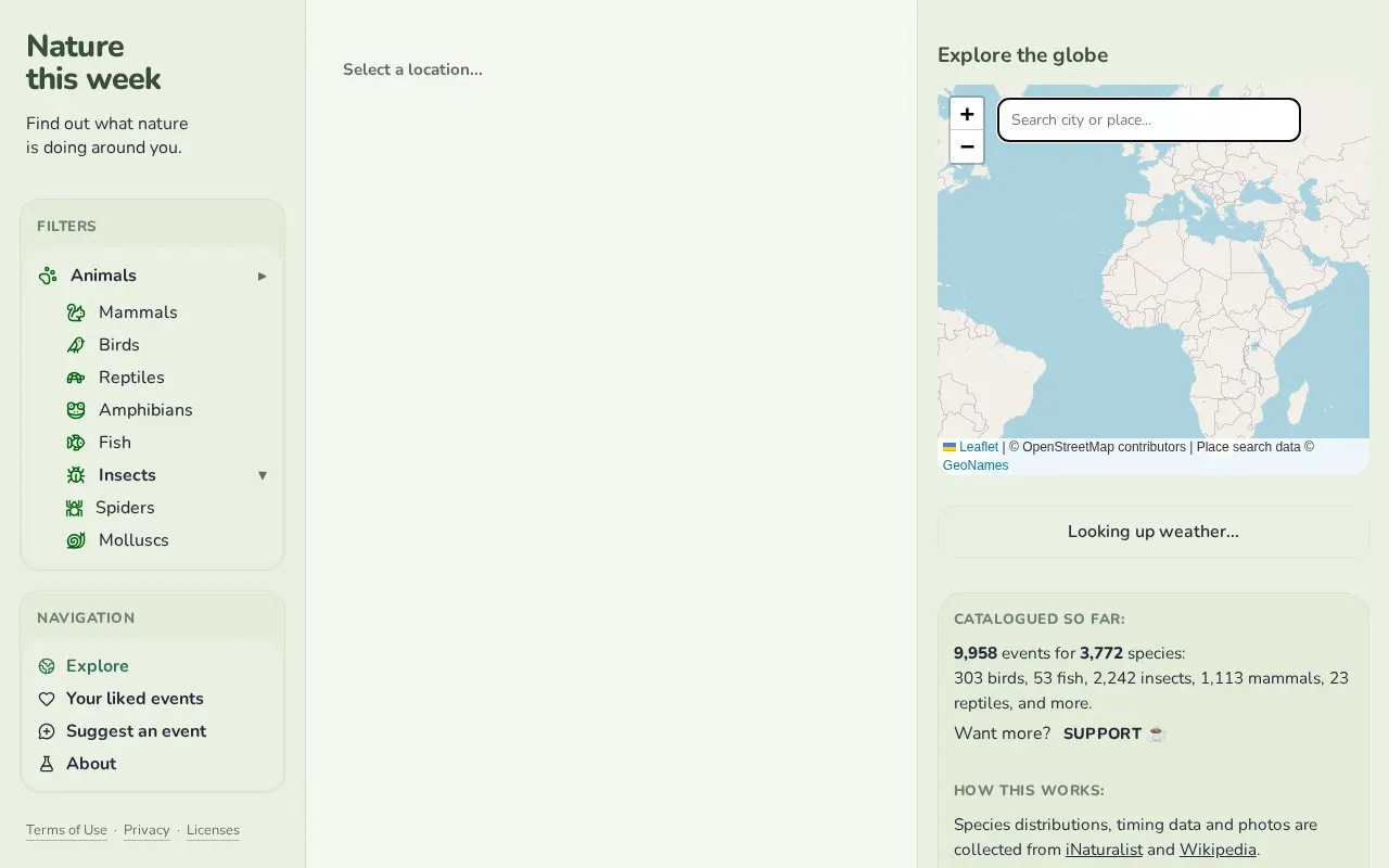 Nature this week homepage screenshot