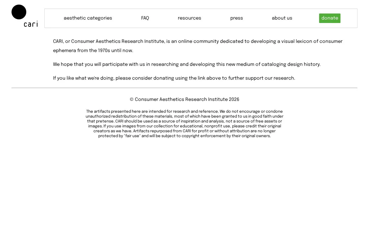 CARI homepage screenshot