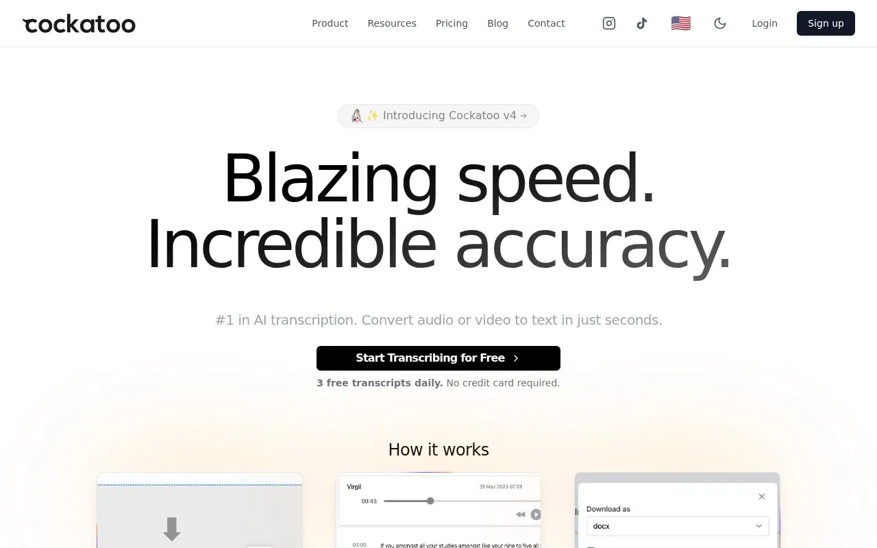 Cockatoo homepage screenshot