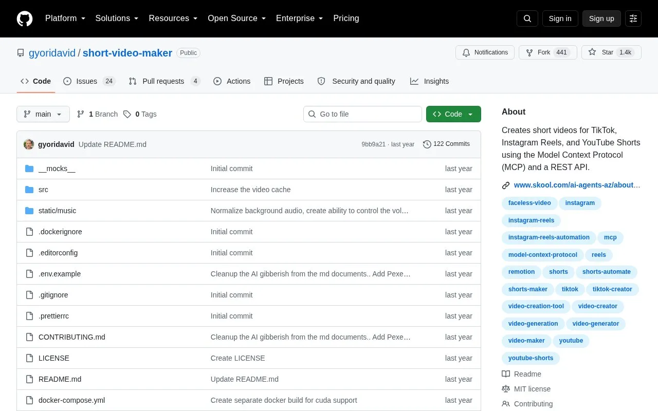 short-video-maker homepage screenshot