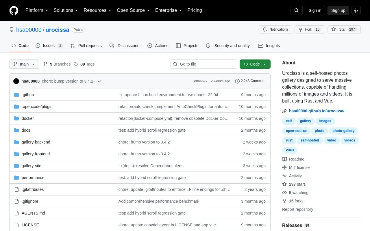 Urocissa homepage screenshot