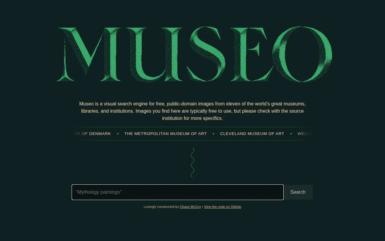 Museo homepage screenshot