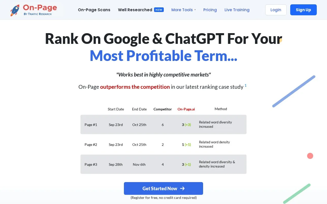 On-Page homepage screenshot