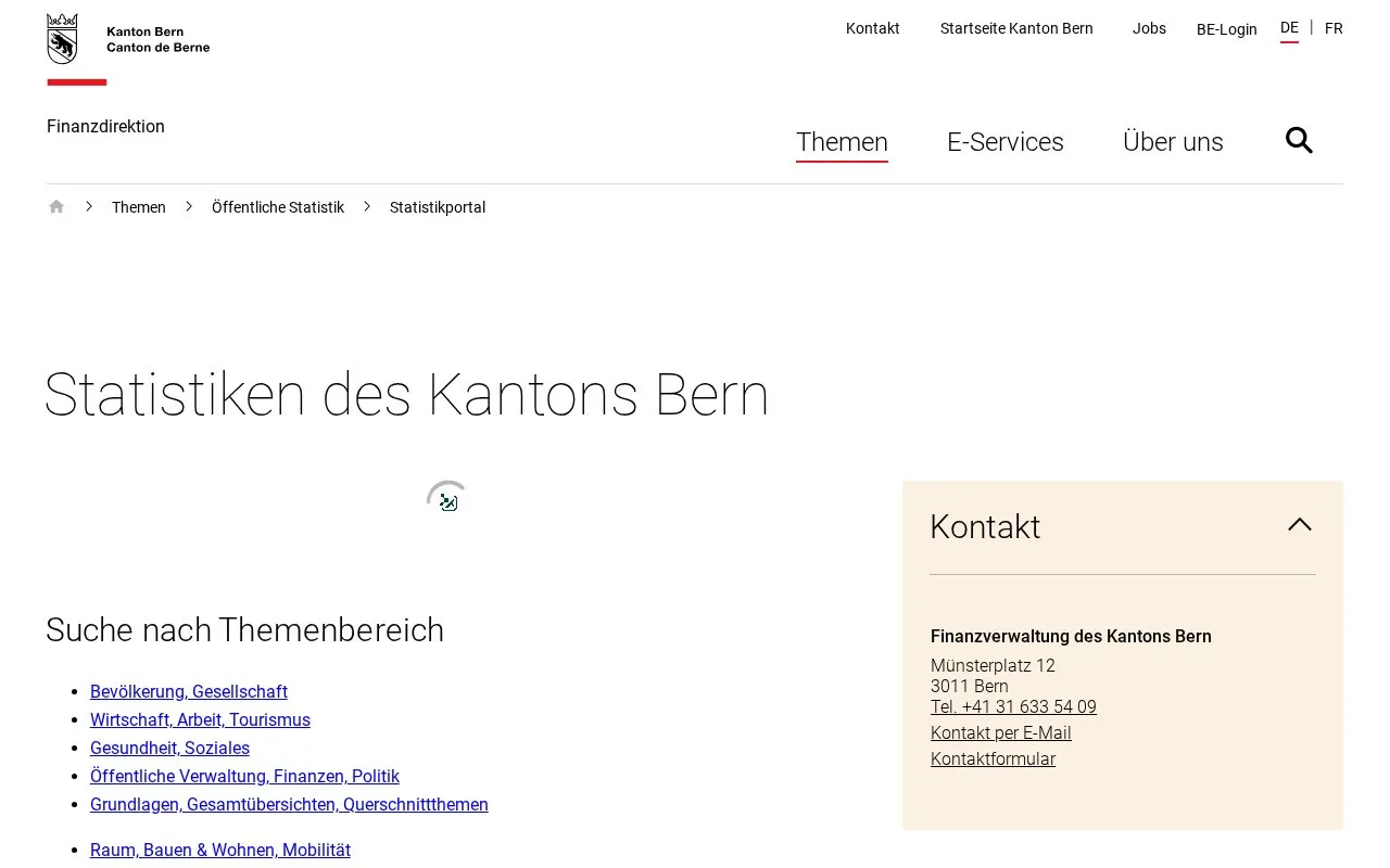 Datenkatalog Kanton Bern homepage screenshot