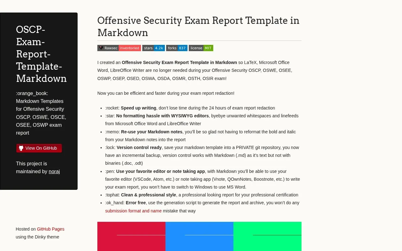 OSCP-Exam-Report-Template-Markdown homepage screenshot