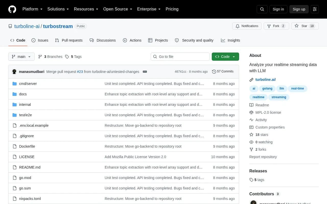 Turbostream homepage screenshot