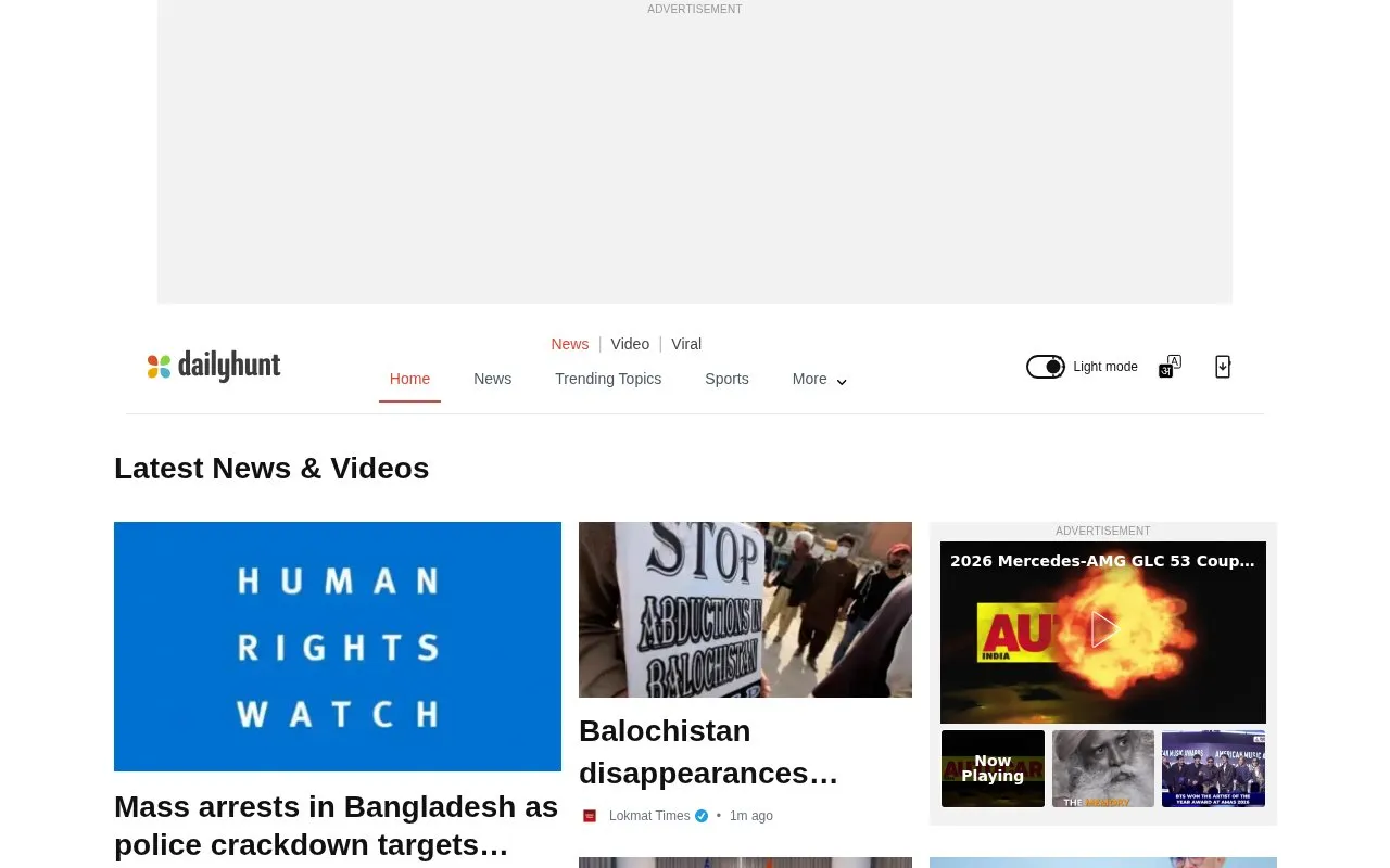 Dailyhunt homepage screenshot