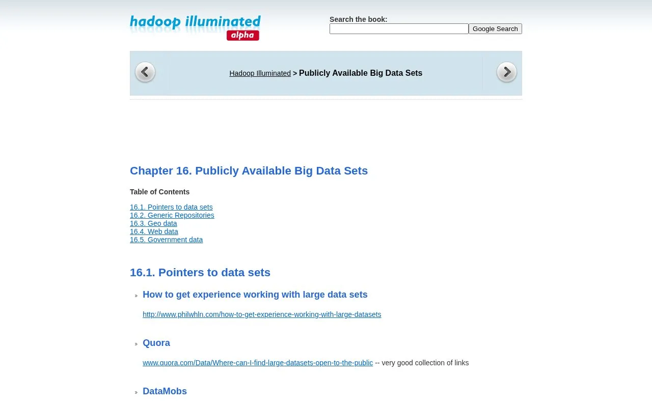 hadoopilluminated.com homepage screenshot