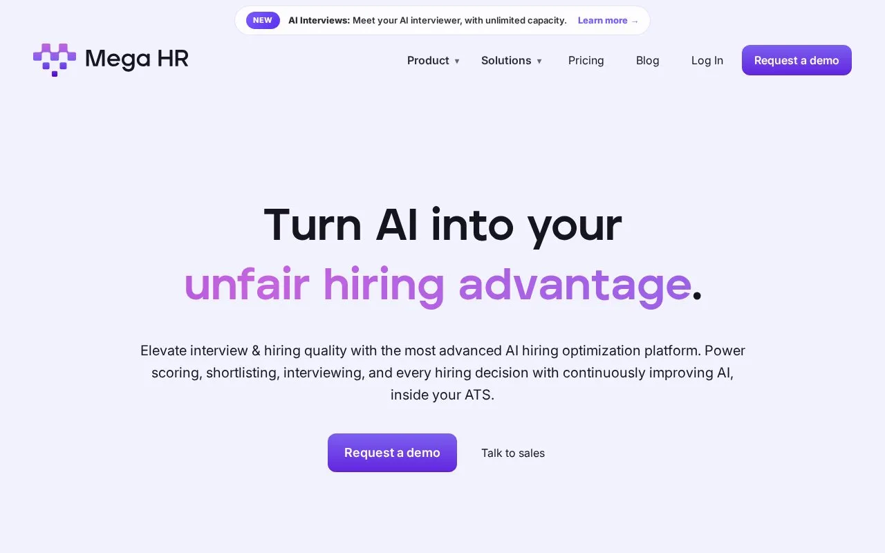 Mega HR homepage screenshot