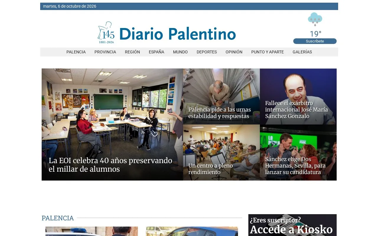 Diario Palentino homepage screenshot
