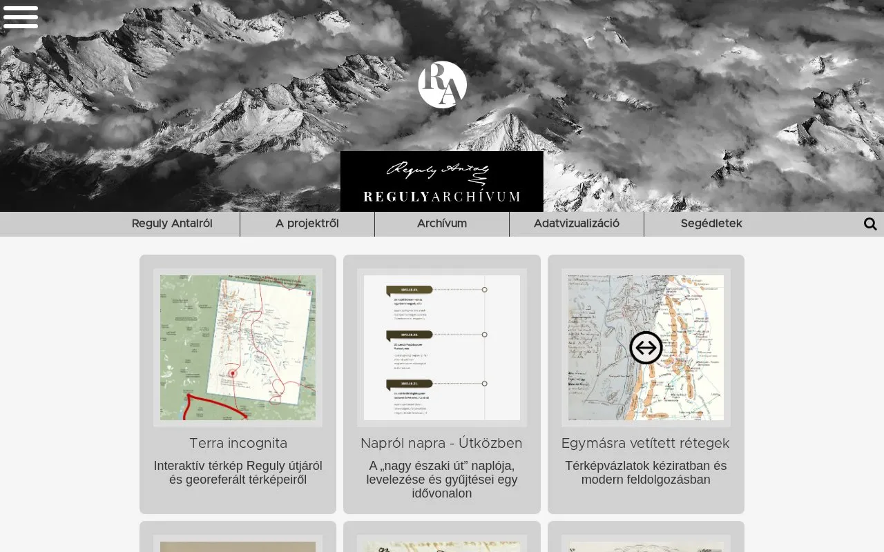 Reguly Archívum homepage screenshot