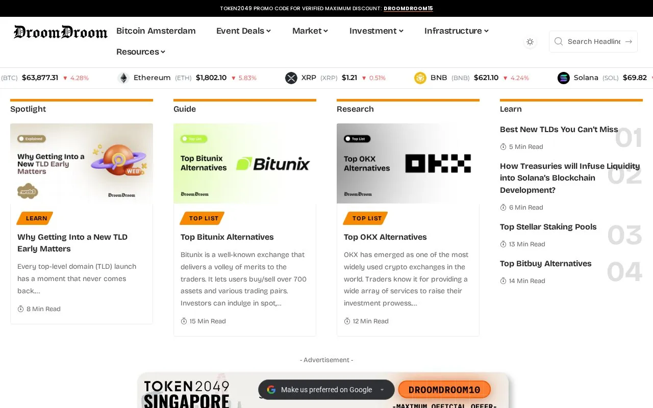 DroomDroom homepage screenshot