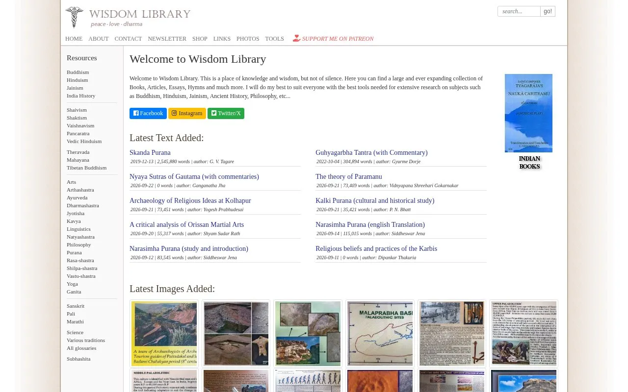 Wisdom Library homepage screenshot