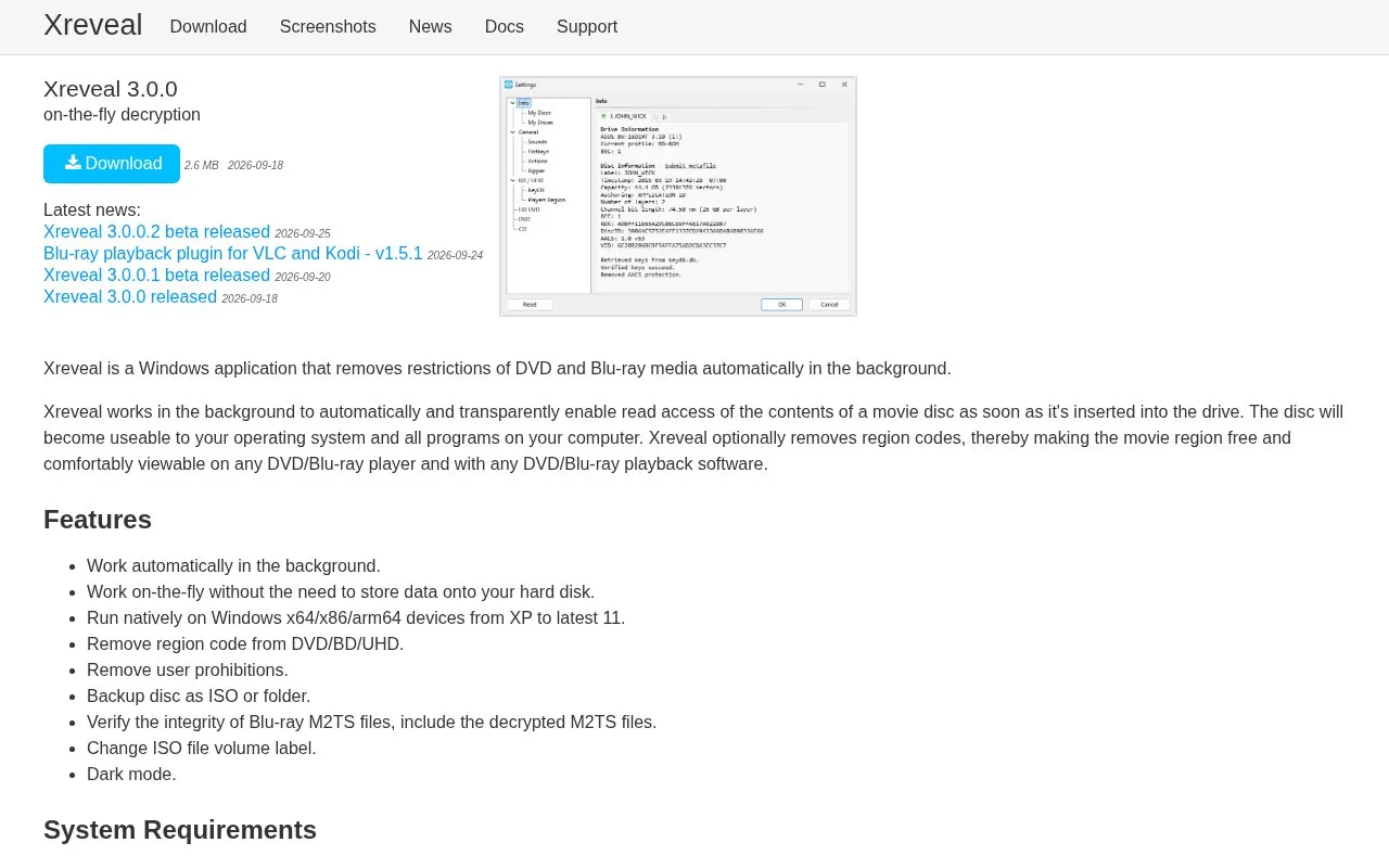 XReveal homepage screenshot