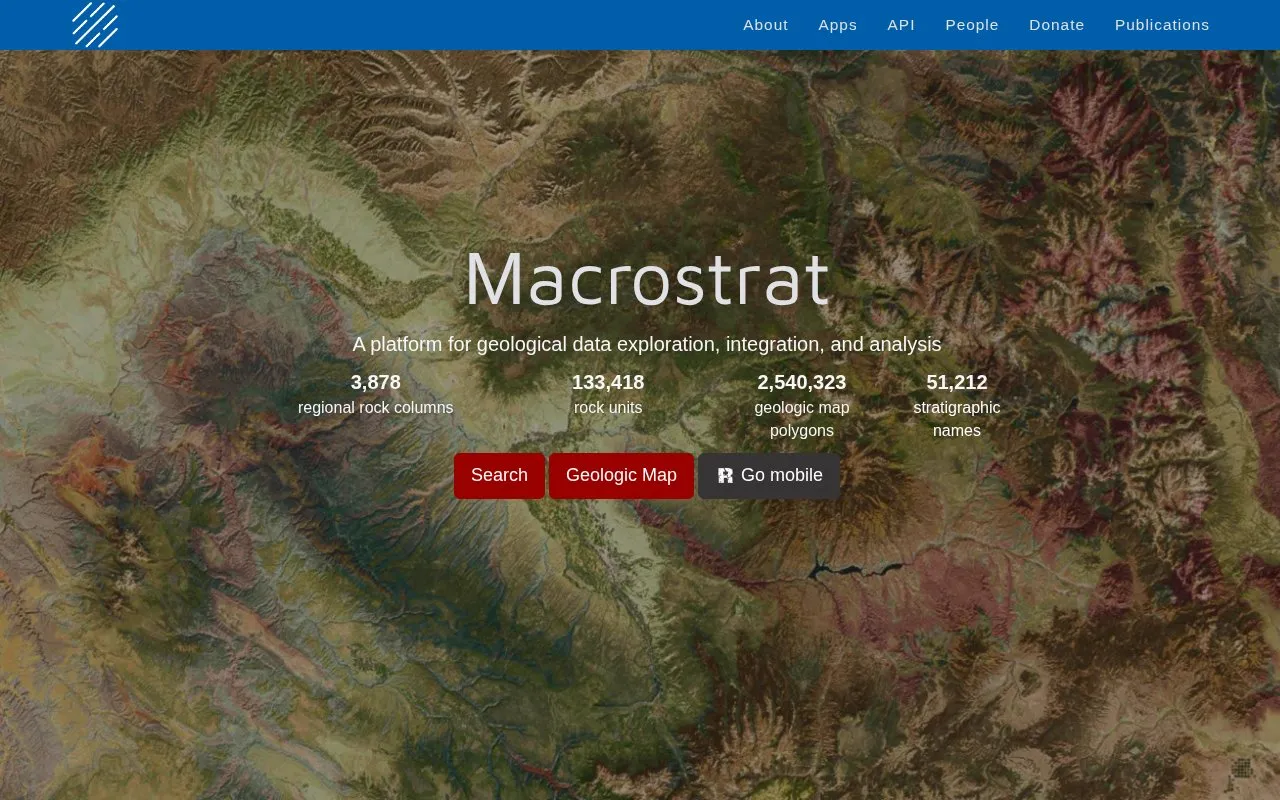 Macrostrat homepage screenshot