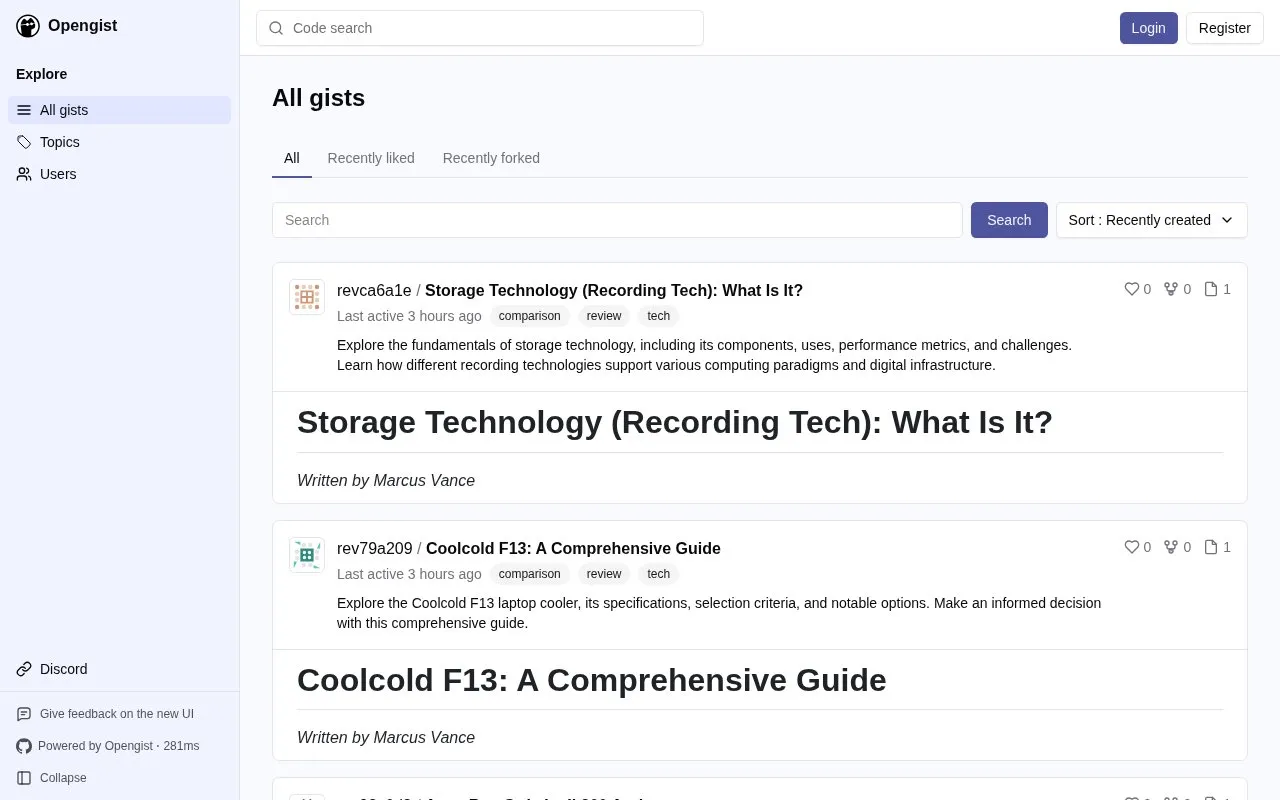 Demo homepage screenshot