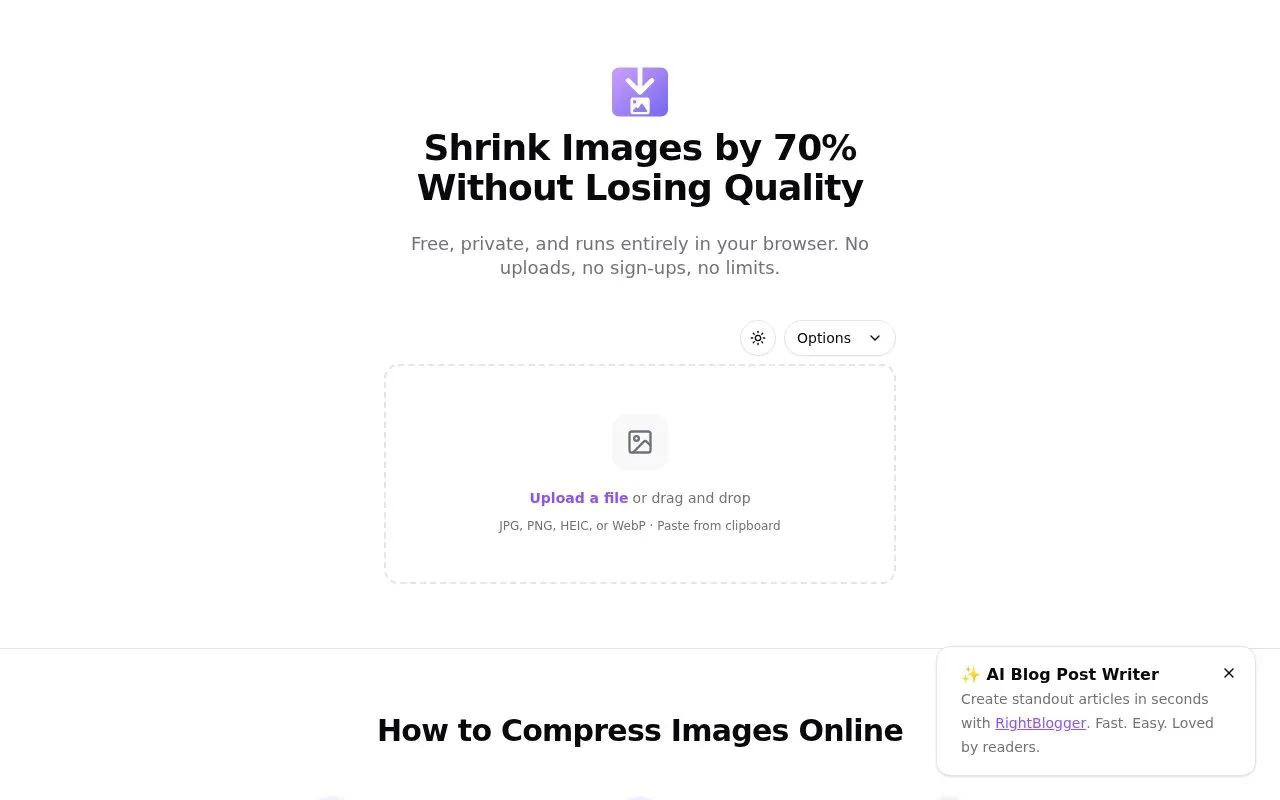 CrushImage homepage screenshot
