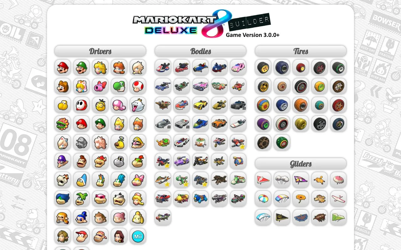 MK8DX Builder homepage screenshot