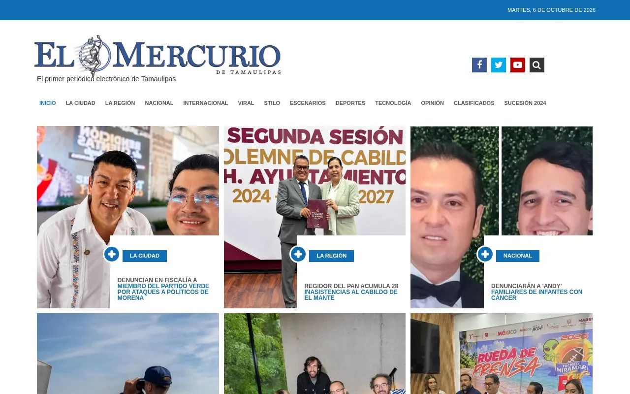 El Mercurio de Tamaulipas homepage screenshot