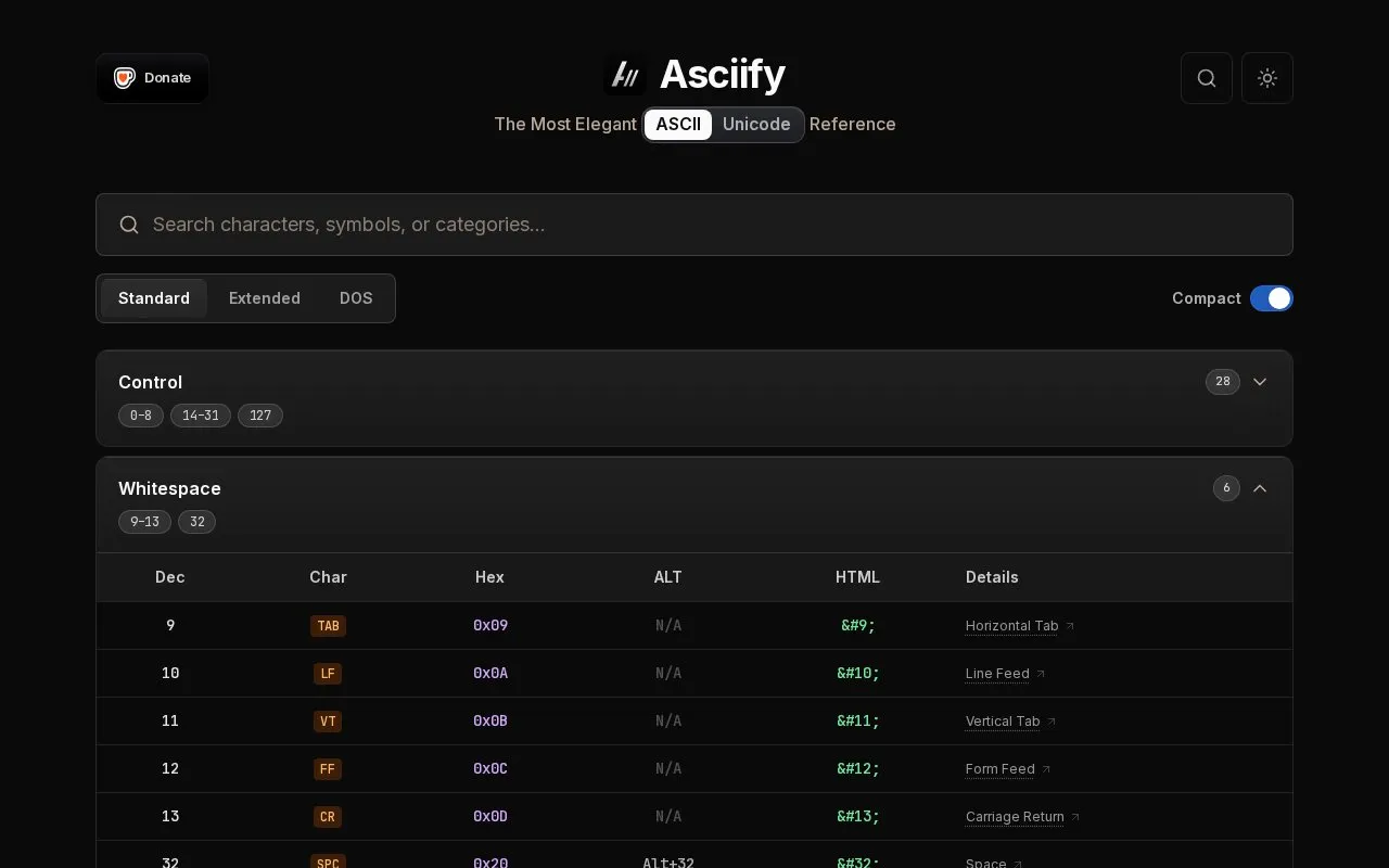 Asciify homepage screenshot