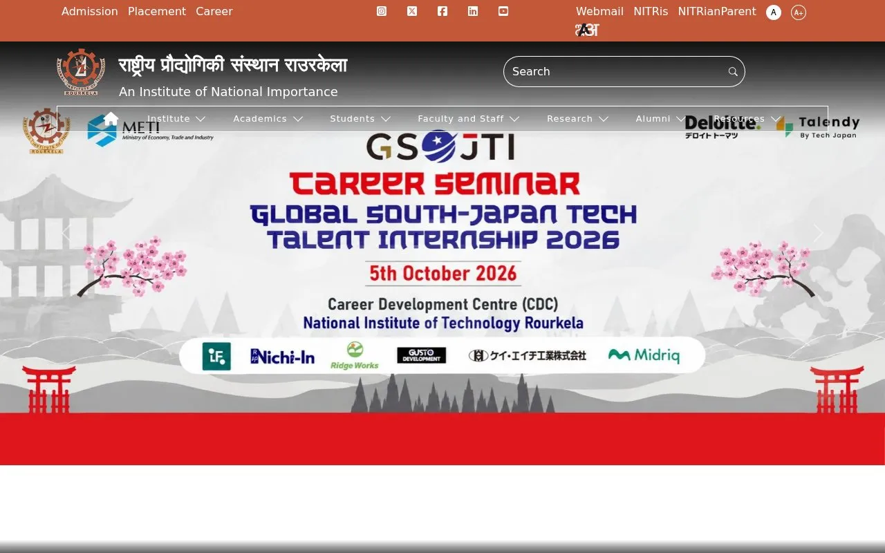 National Institute of Technology Rourkela homepage screenshot