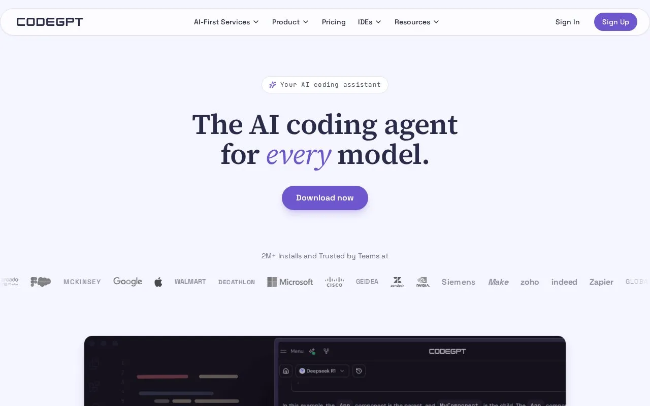 CodeGPT homepage screenshot
