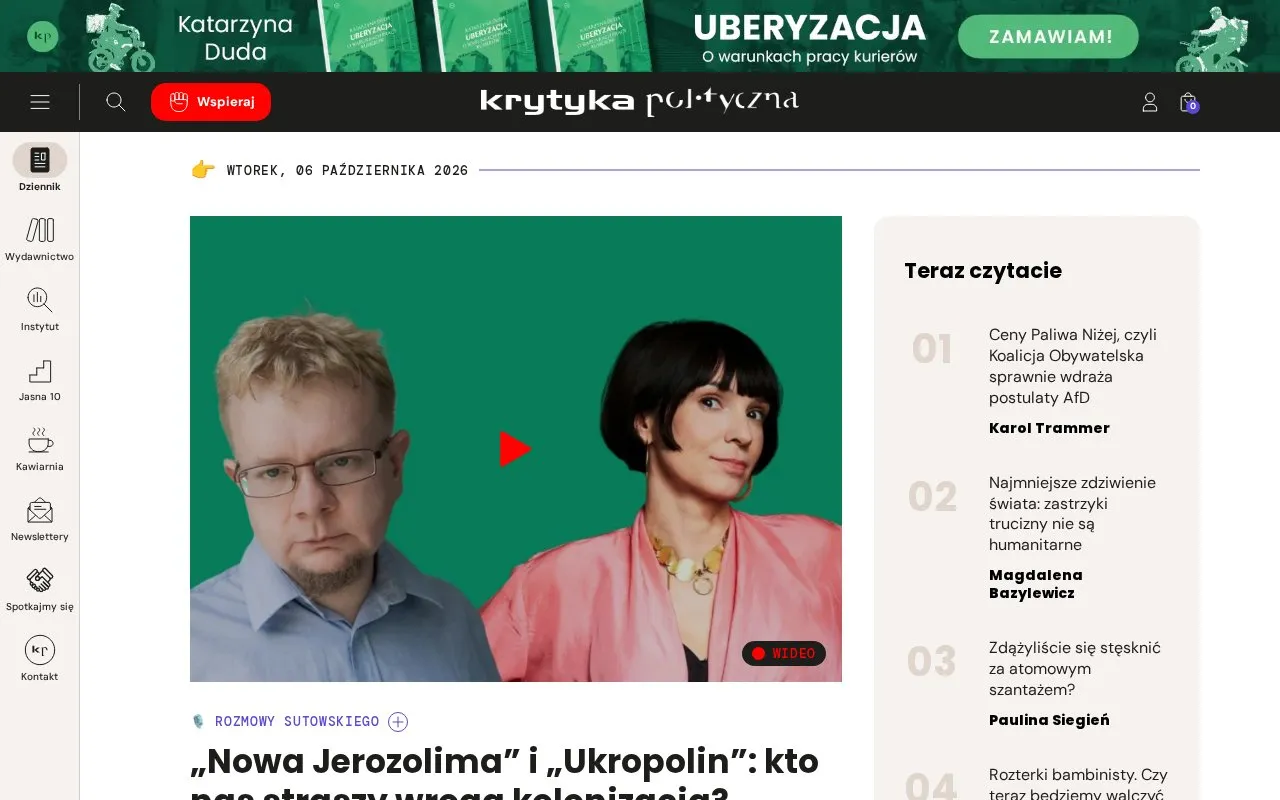 Krytyka Polityczna homepage screenshot