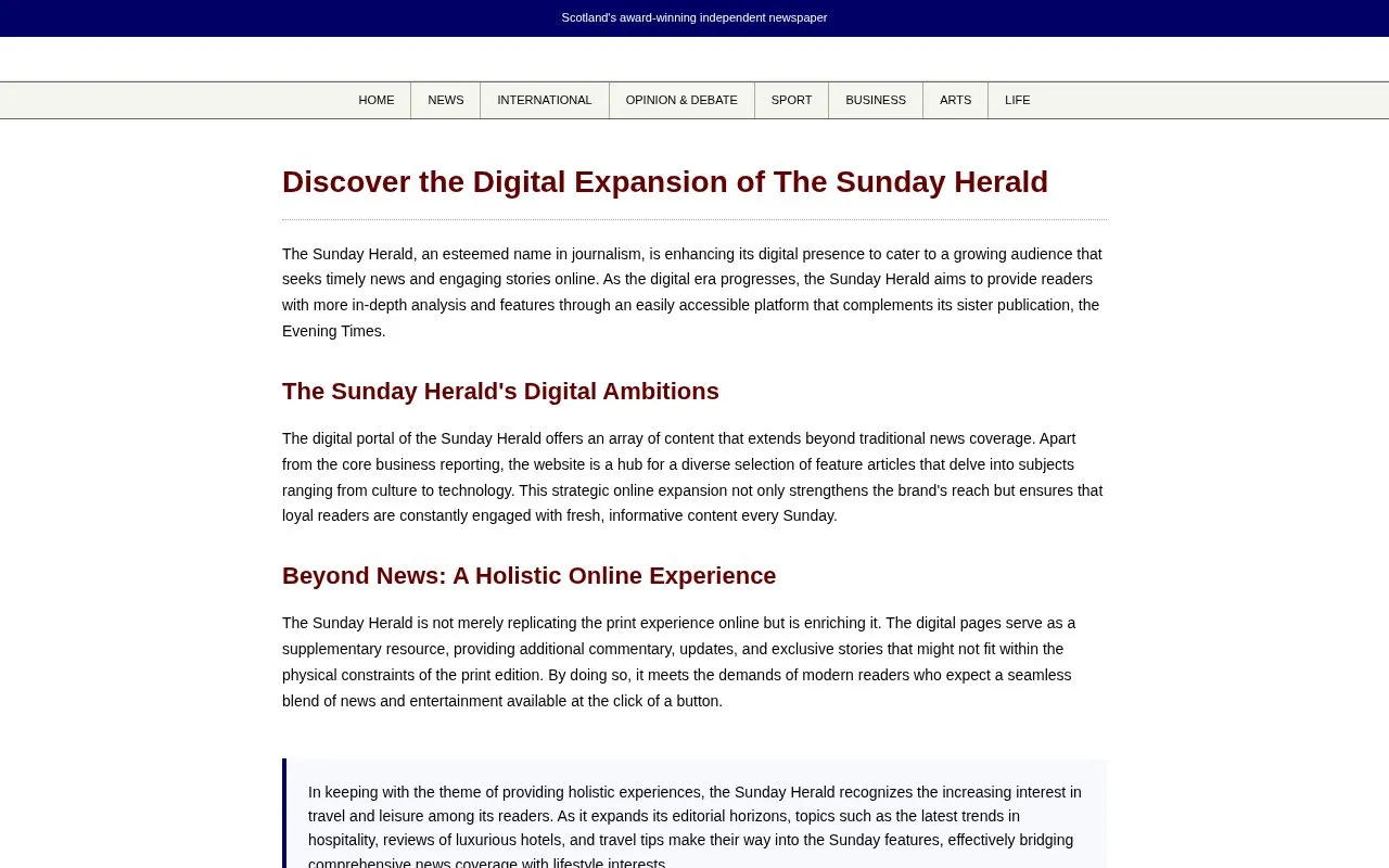Sunday Herald homepage screenshot