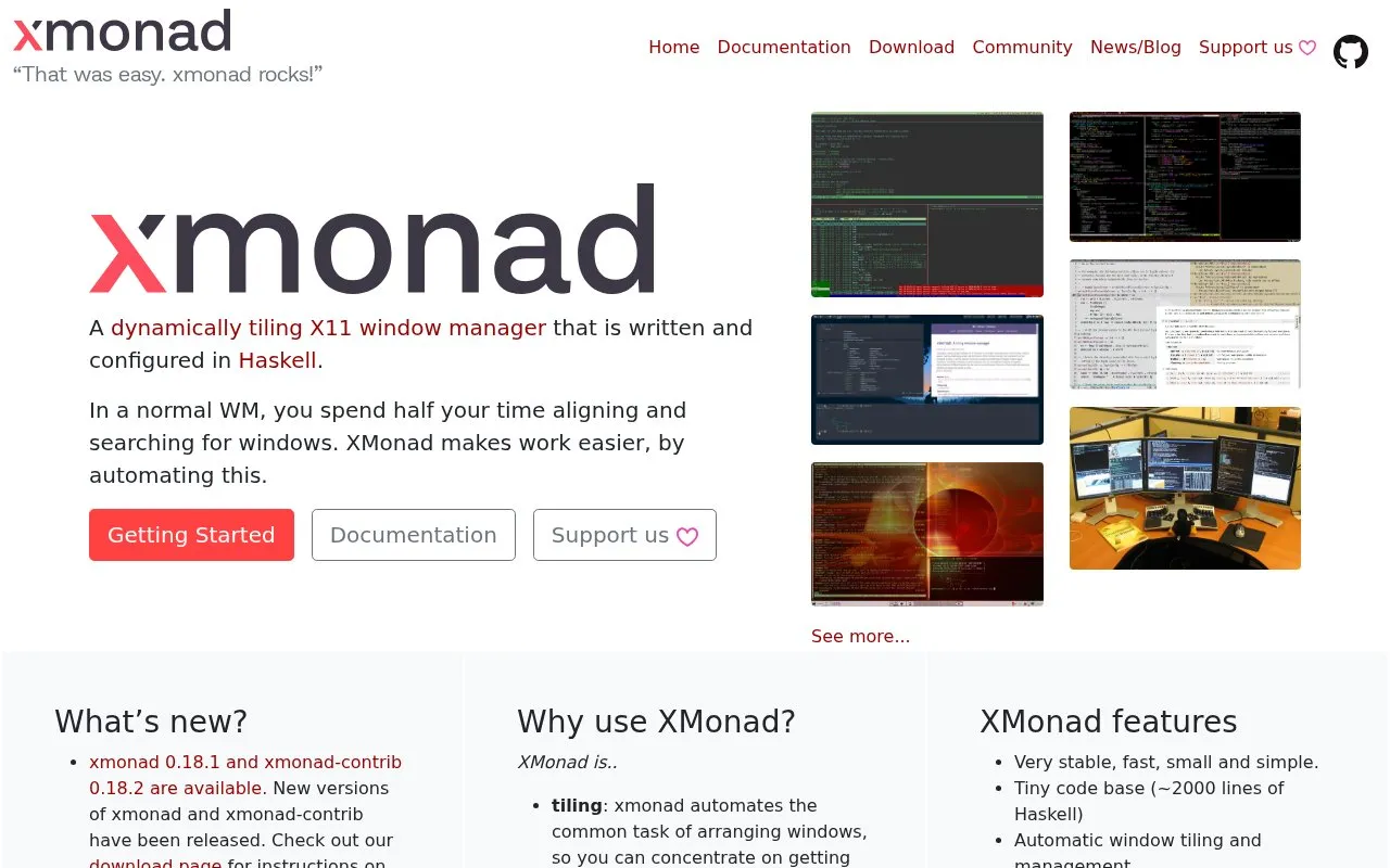 xmonad homepage screenshot
