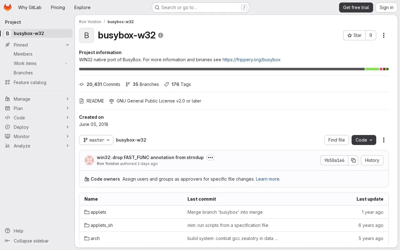 Busybox W32 homepage screenshot