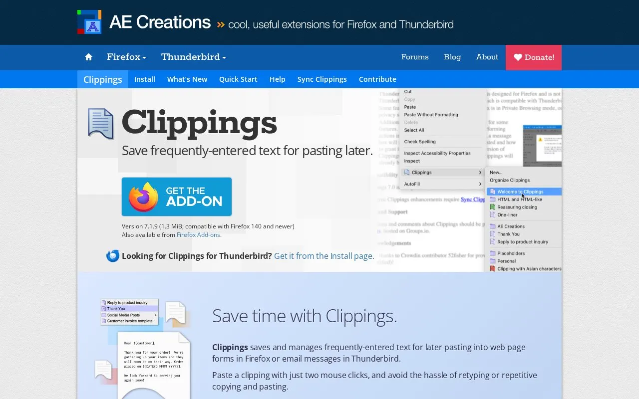 Clippings homepage screenshot
