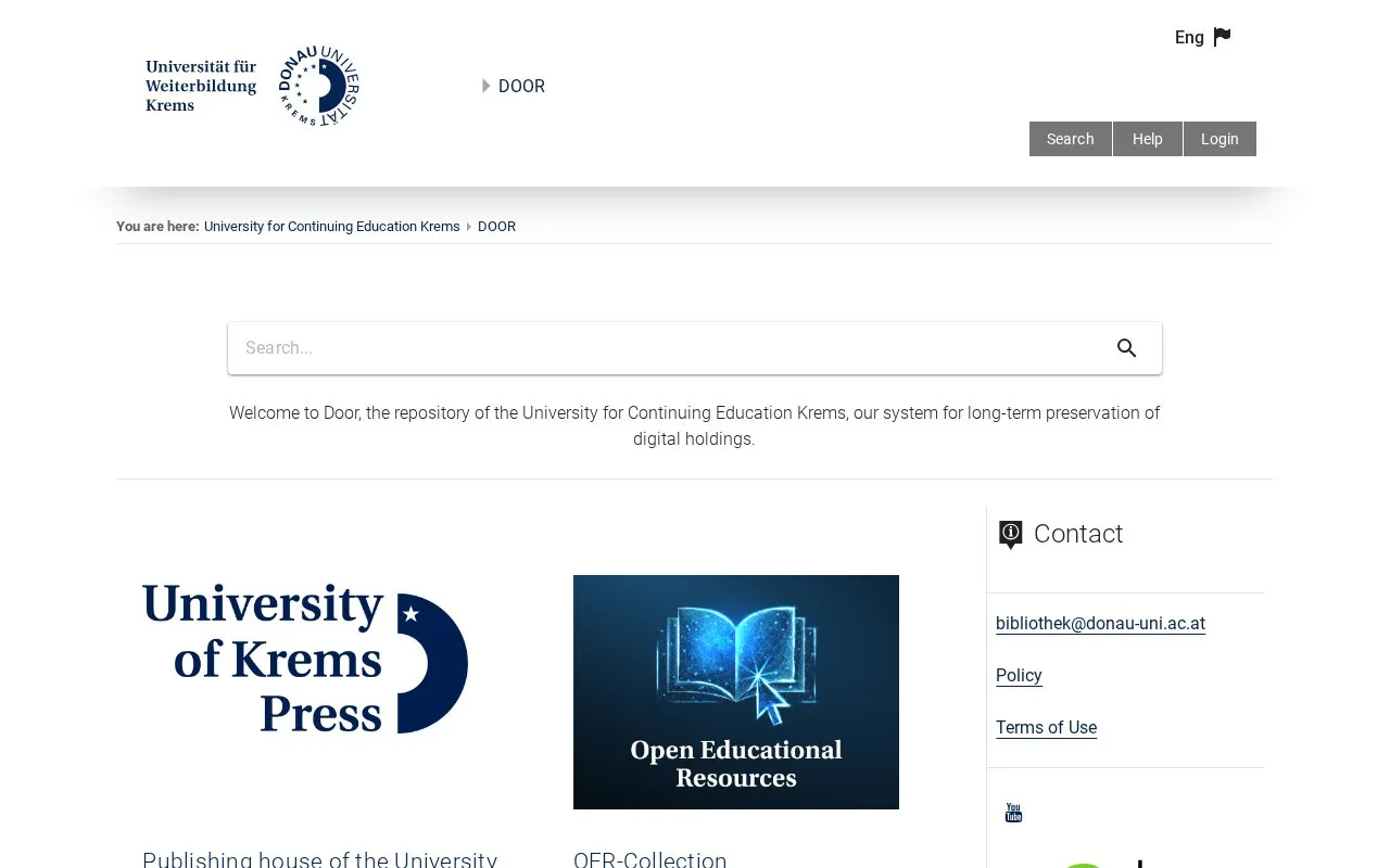 DOOR homepage screenshot