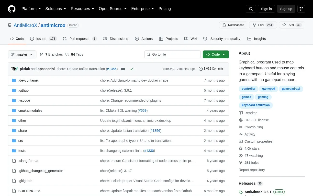AntiMicroX homepage screenshot