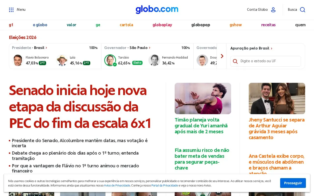 Globo.com homepage screenshot