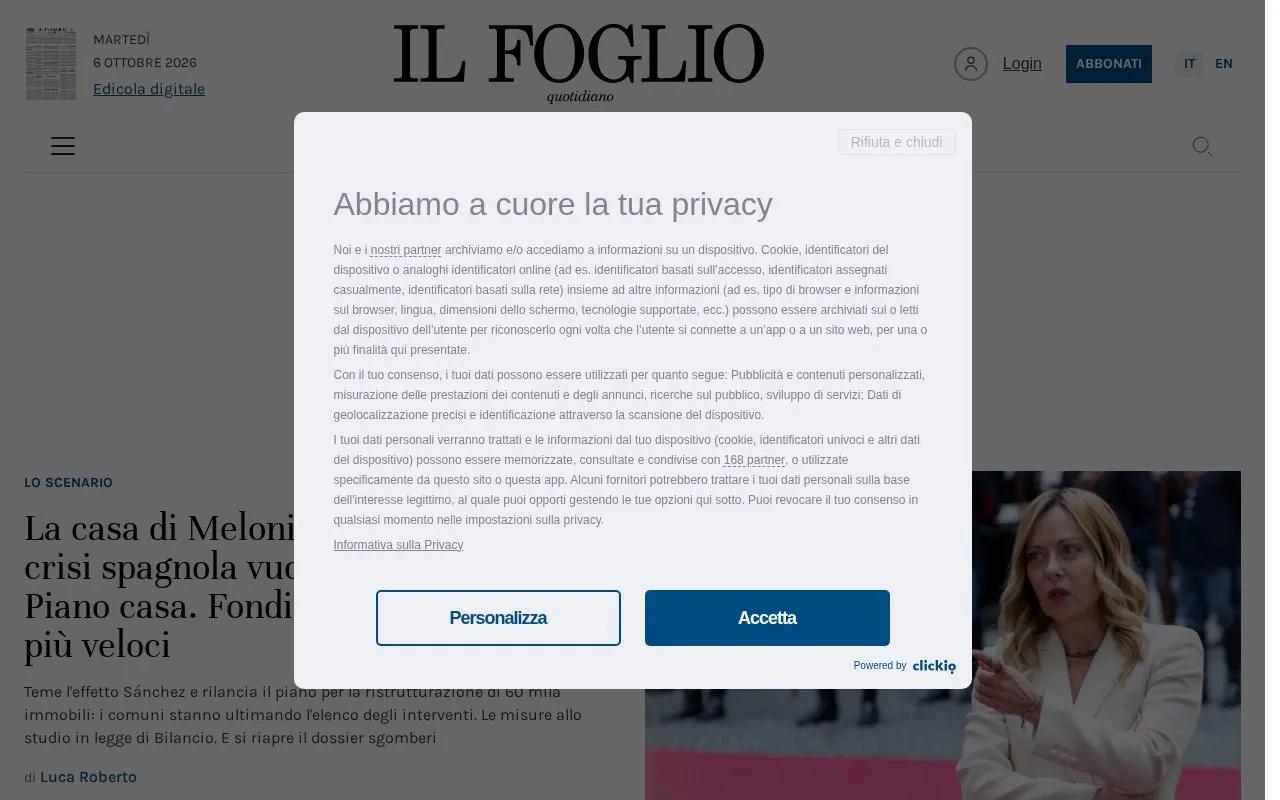 Il Foglio homepage screenshot