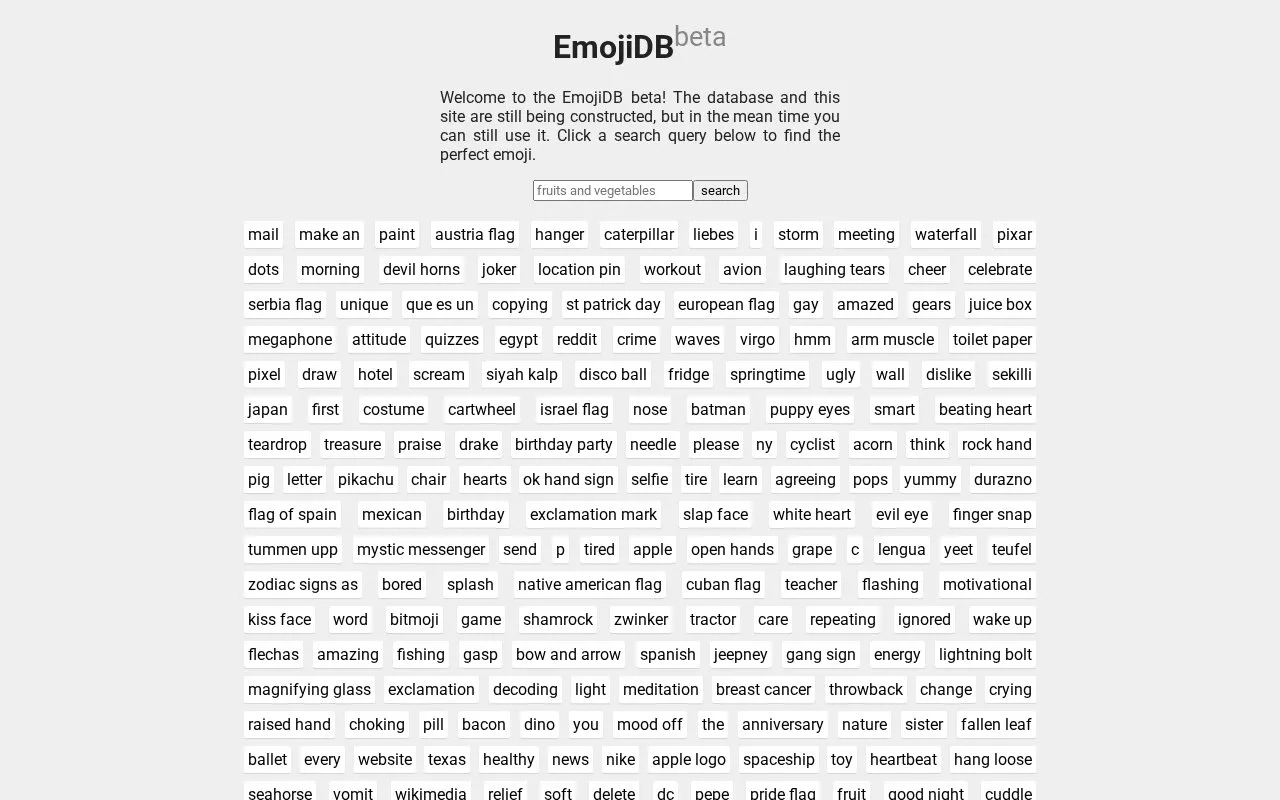 EmojiDB homepage screenshot