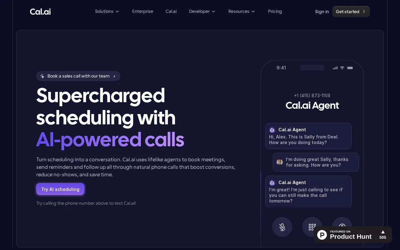 Cal.ai homepage screenshot