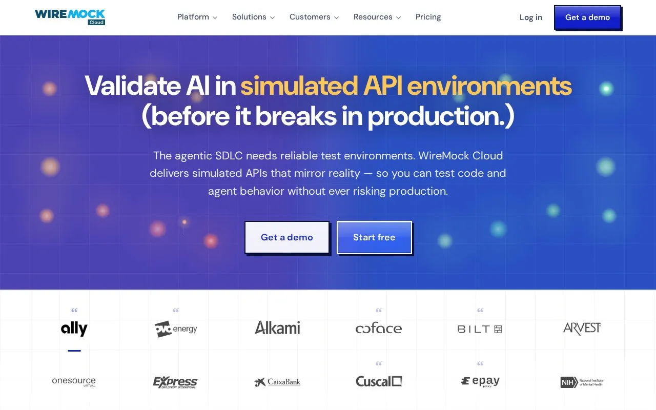 WireMmock Cloud homepage screenshot