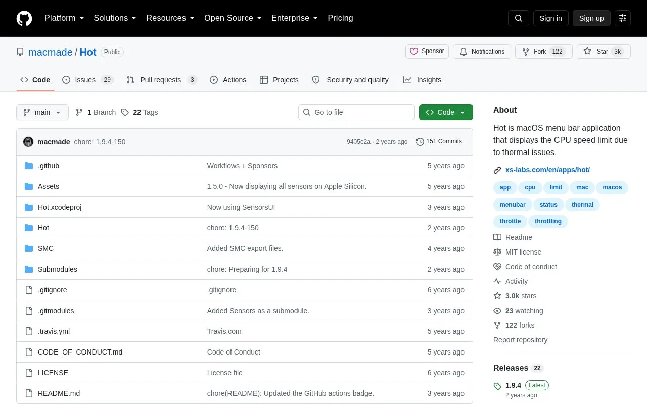 Hot homepage screenshot