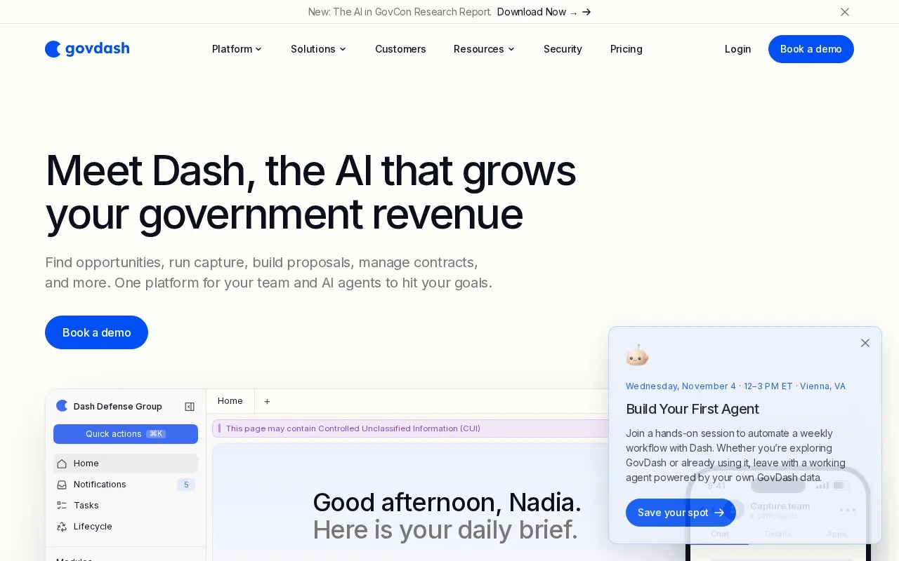 GovDash homepage screenshot