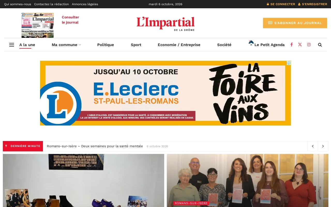 L'Impartial de la Drôme homepage screenshot