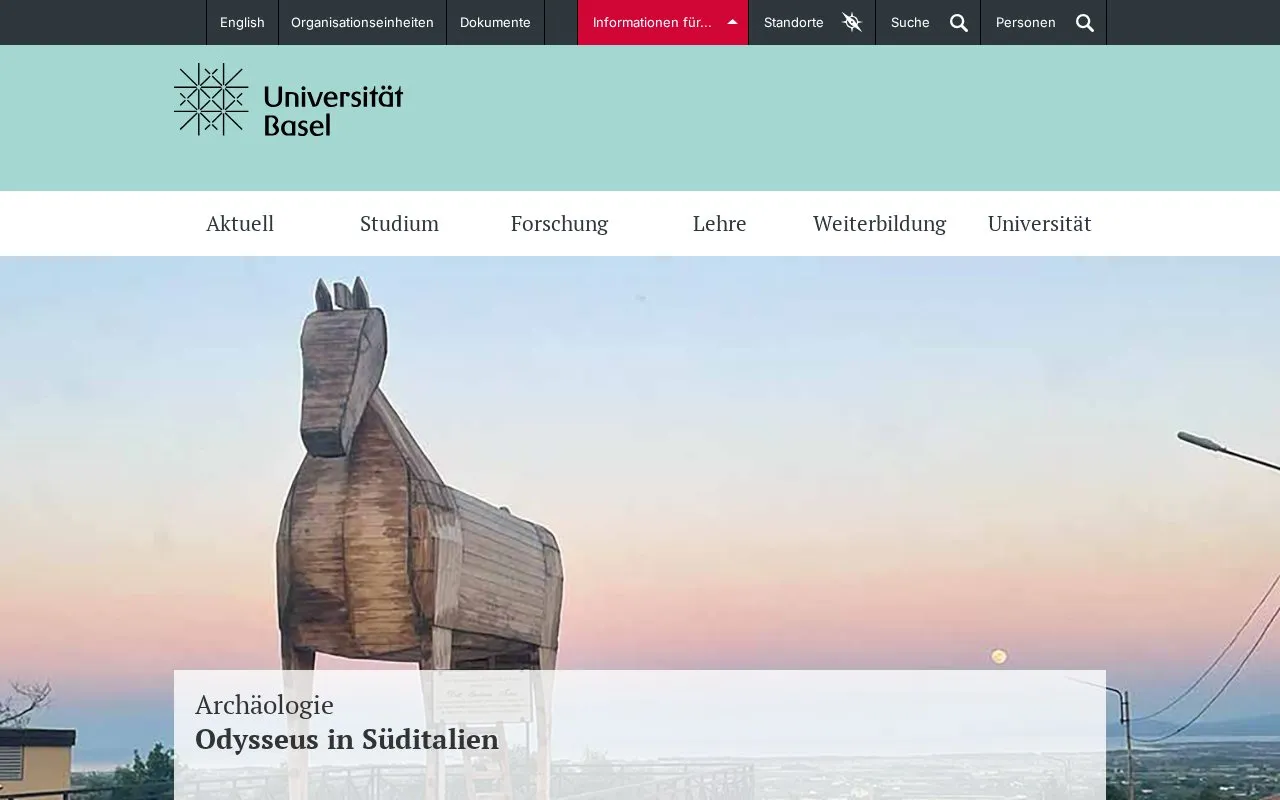 Universitat Basel homepage screenshot