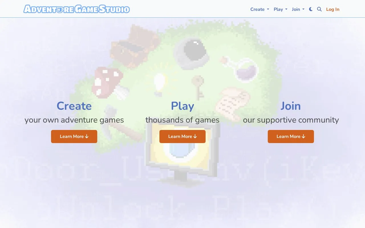 Adventure Game Studio homepage screenshot