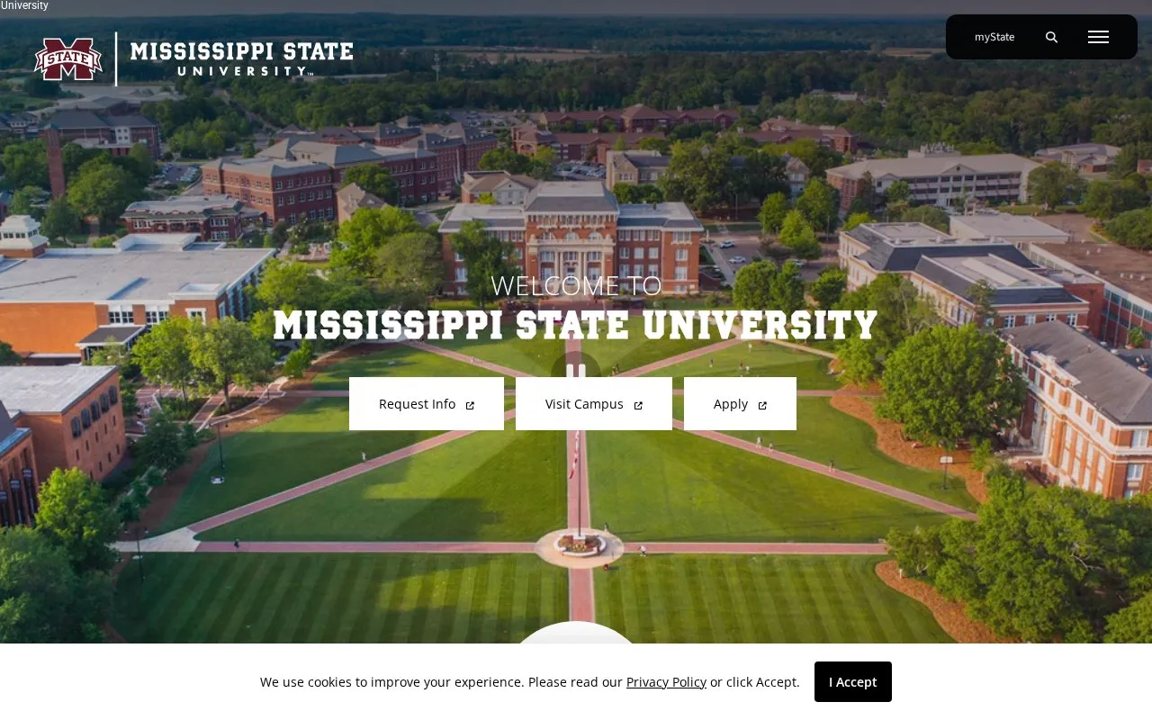 Mississippi State University homepage screenshot