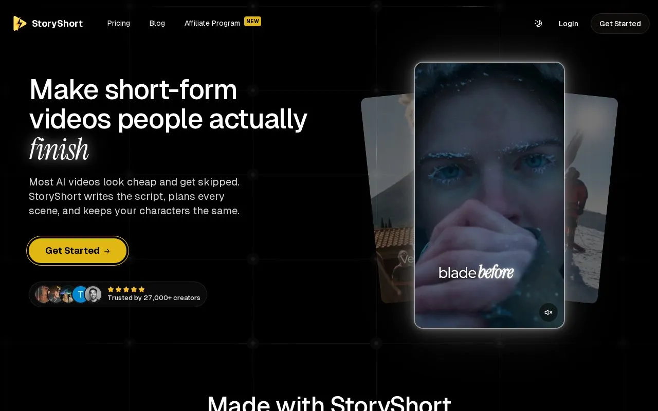 StoryShort homepage screenshot