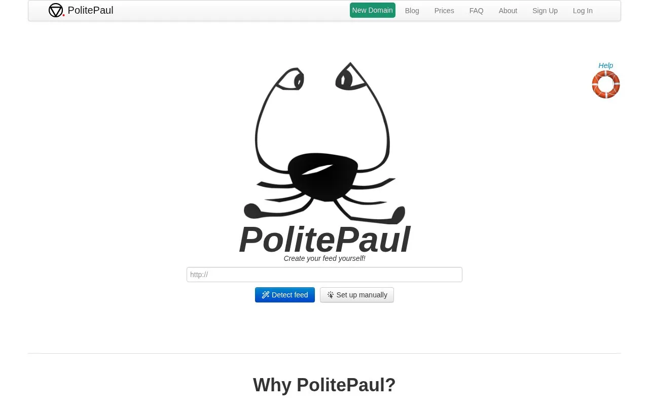 PolitePaul homepage screenshot