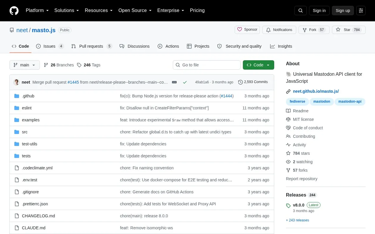 masto.js homepage screenshot