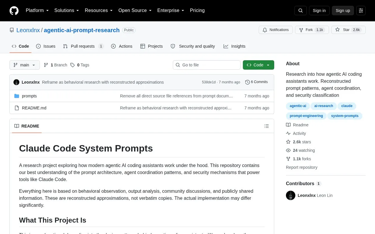 agentic-ai-prompt-research homepage screenshot